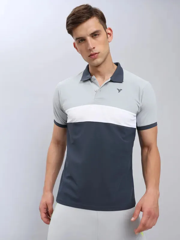 Men Colorblock Slim Fit Polo T-shirt with MATPIQ