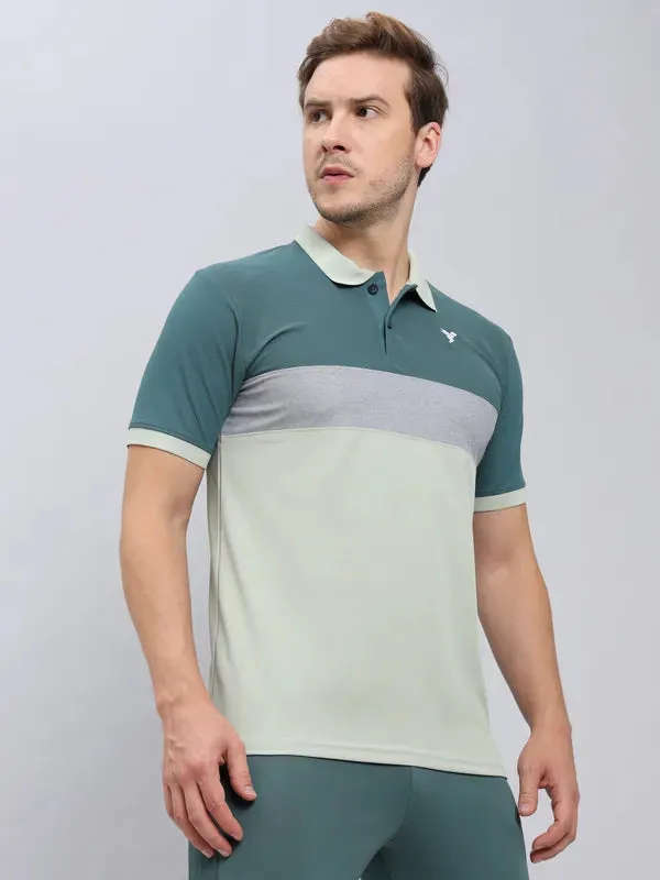 Men Colorblock Slim Fit Polo T-shirt with MATPIQ