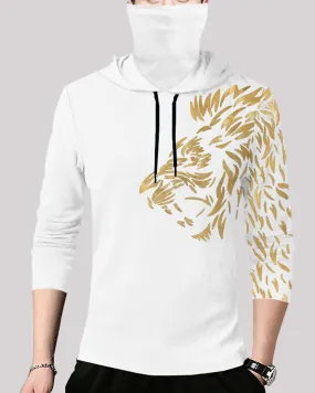 Men Printed Hooded Neck Cotton Blend White T-Shirt