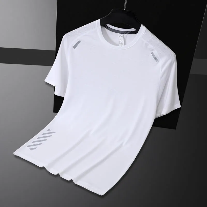 Men Slim Fit Outdoor Gym Running Workout Fitness T-Shirt Casual Breathable Short Sleeves Quick Dry Shirts | 2203