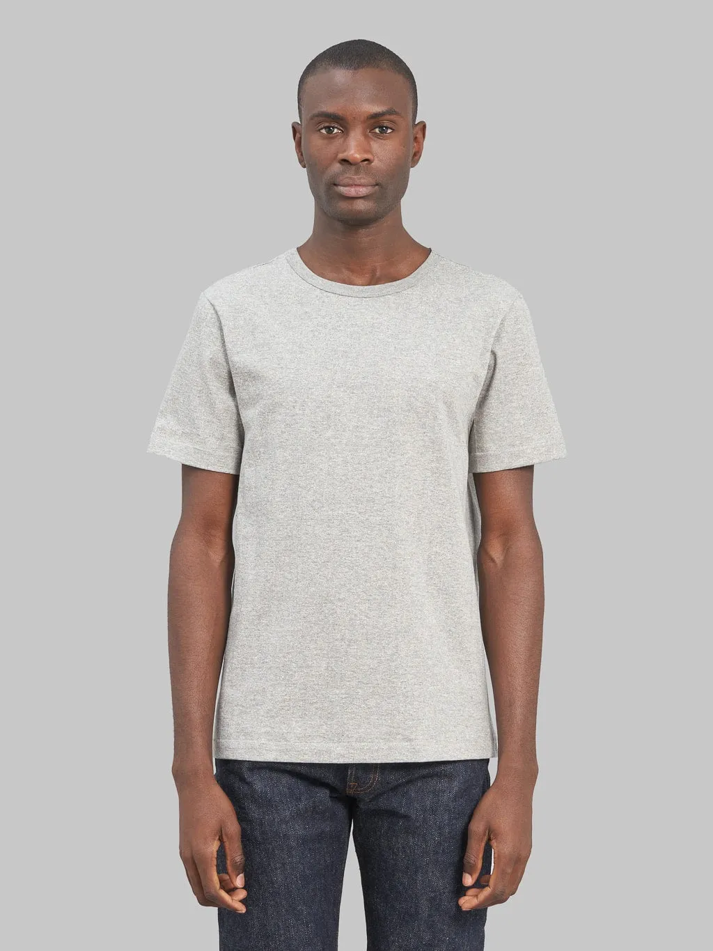 Merz b. Schwanen 215 2-Thread Heavyweight 8.6oz Crewneck Loopwheeled Classic Fit T-Shirt Grey Melange