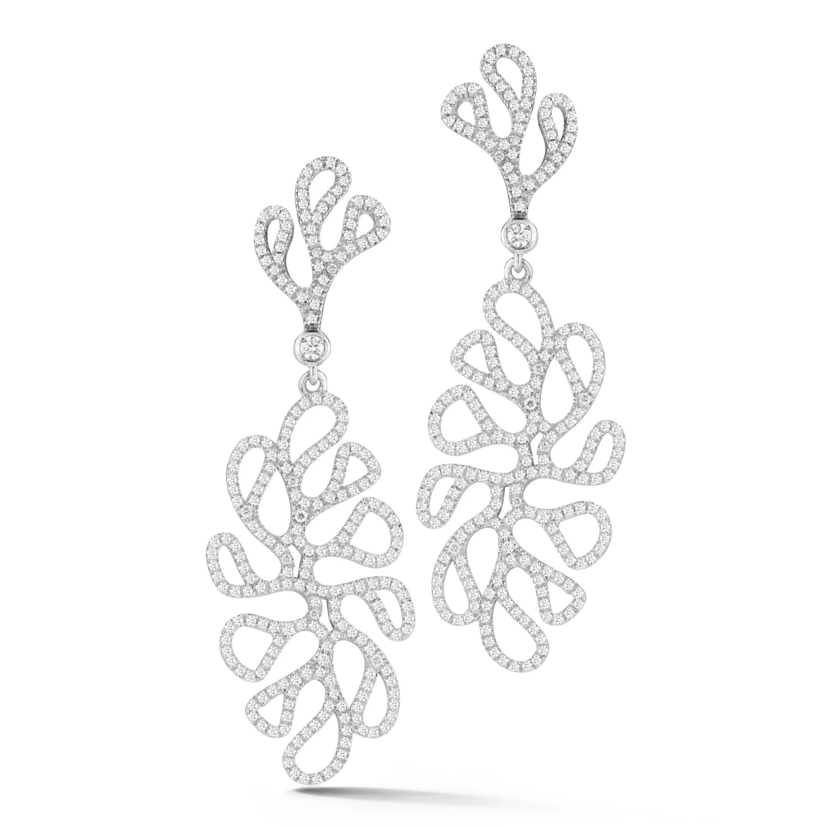 Miseno - Sea Leaf - Drop Earrings with Diamonds, 18k White Gold