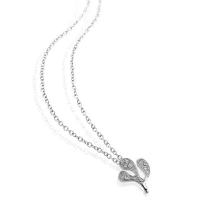 Miseno - Sea Leaf - Pendant Necklace with Diamonds, 18k White Gold