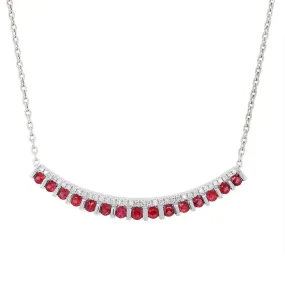 MODERN WHITE GOLD PENDANT WITH RUBIES AND DIAMONDS, .17 CT TW