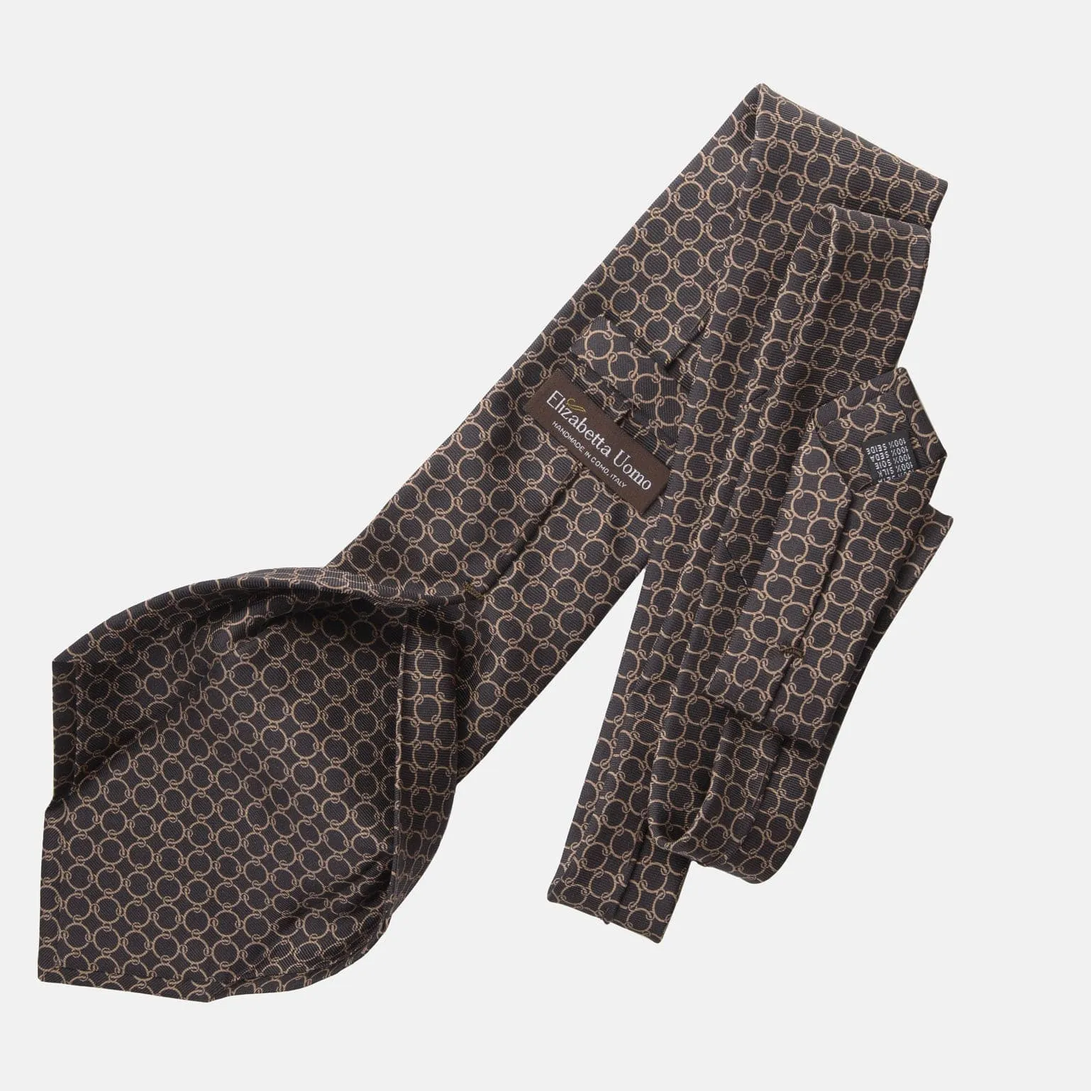 Monza - Printed Silk Tie - Charcoal