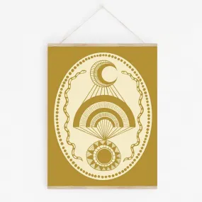 Moon Over Sun Golden Art Print