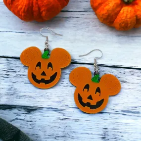 Mouse Pumpkin Earrings - Mouse Ears, Halloween Accessories , Halloween Earrings, Not So Scary Halloween, Pumpkin Earrings