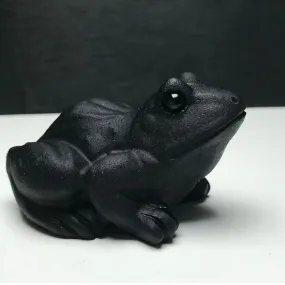 Natural Black Obsidian Frog