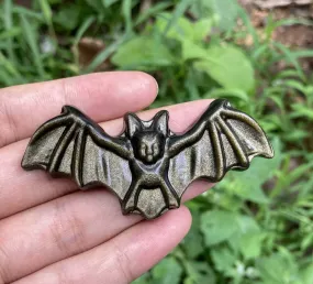 Natural Gold Obsidian gemstone carved Bat