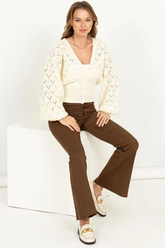 Pointelle Sweater Cardigan