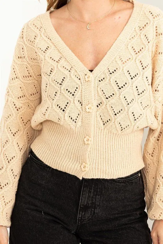 Pointelle Sweater Cardigan