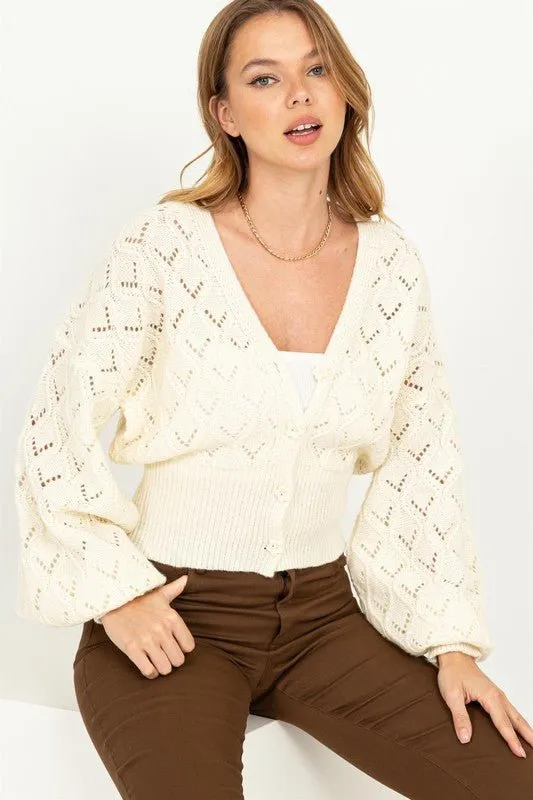 Pointelle Sweater Cardigan