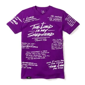 Psalm 23 - All Over Tee -  Purple