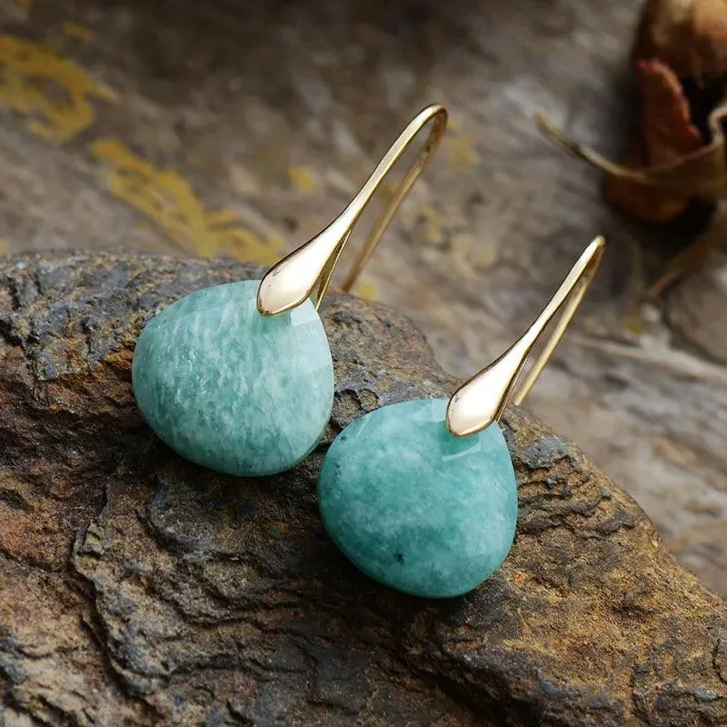 Ritzy Amazonite Stone Drop Earrings