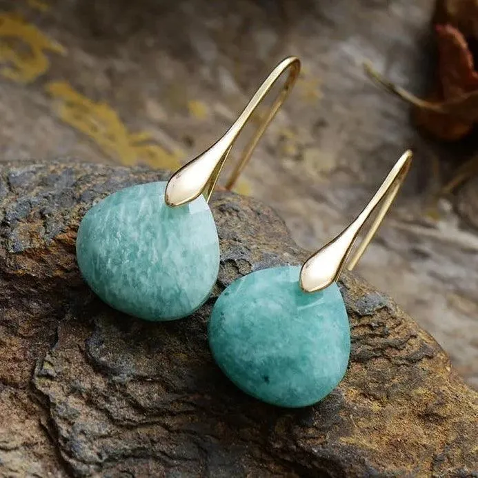 Ritzy Amazonite Stone Drop Earrings