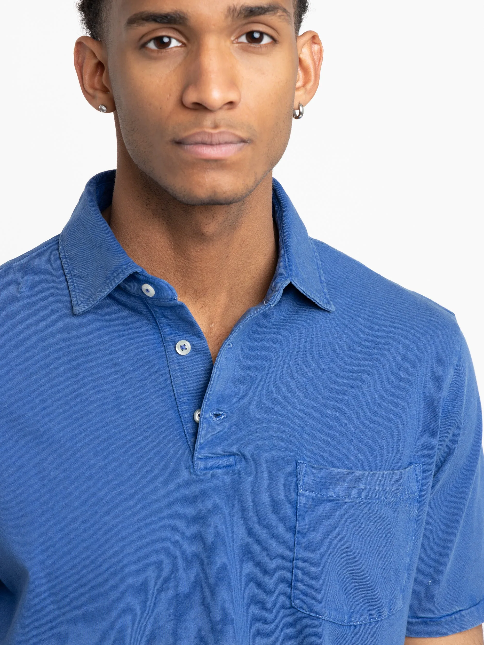 Royal Blue Classic Fit Cotton-Linen Polo Shirt