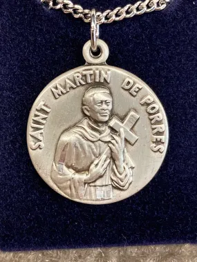 Saint Martin De Porres Silver Pendant And Chain