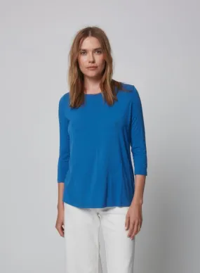 Soft Touch 3/4 Sleeve Pleat Back Crewneck