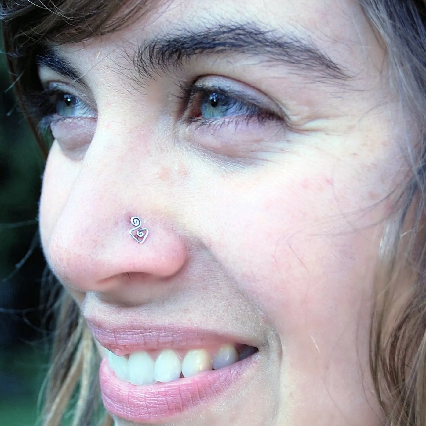 Tribal Goddess Nose Stud in Sterling Silver