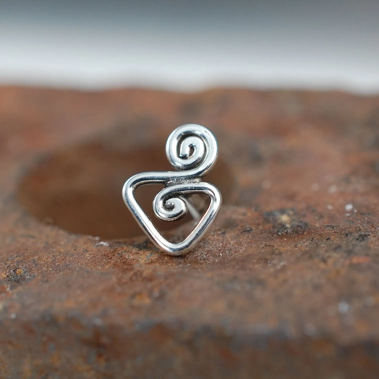 Tribal Goddess Nose Stud in Sterling Silver