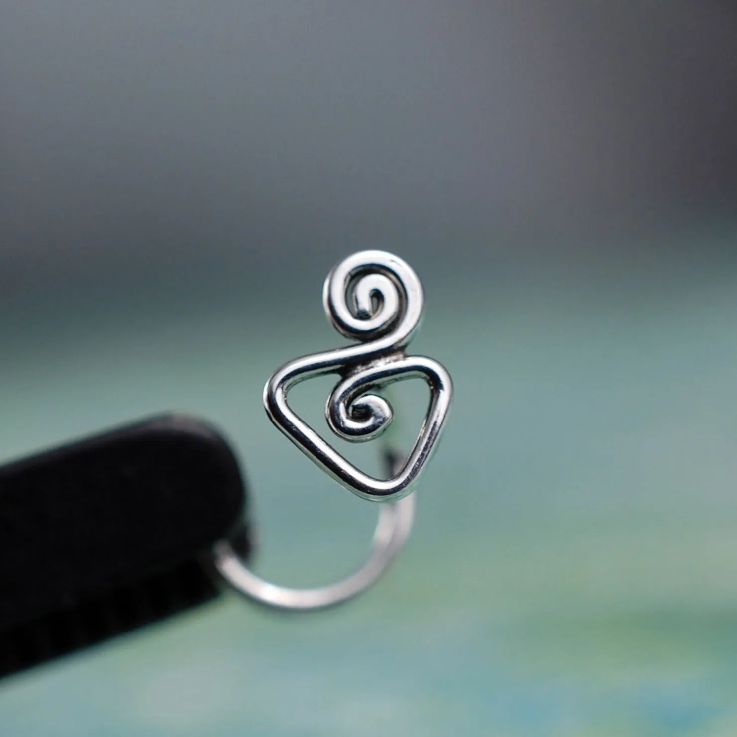 Tribal Goddess Nose Stud in Sterling Silver