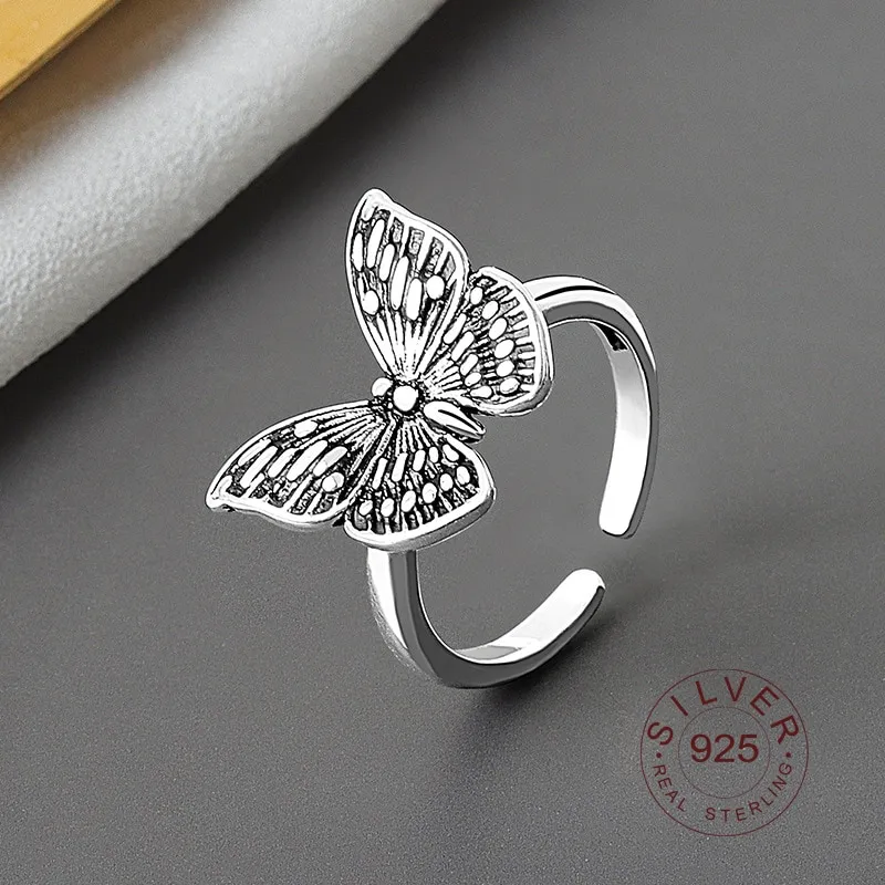 Unique Minimalist Pure S925 Silver Butterfly Ring