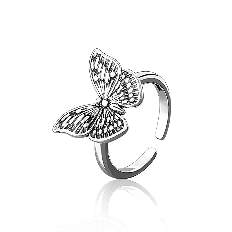 Unique Minimalist Pure S925 Silver Butterfly Ring