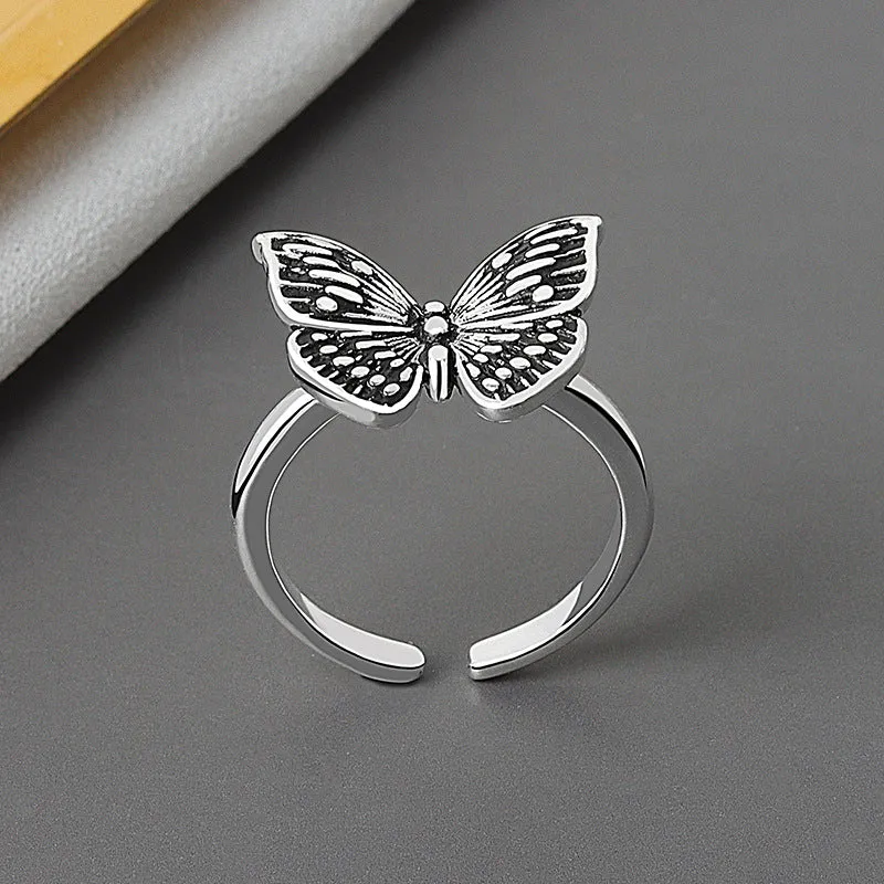 Unique Minimalist Pure S925 Silver Butterfly Ring