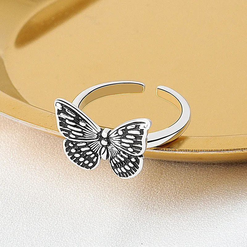 Unique Minimalist Pure S925 Silver Butterfly Ring