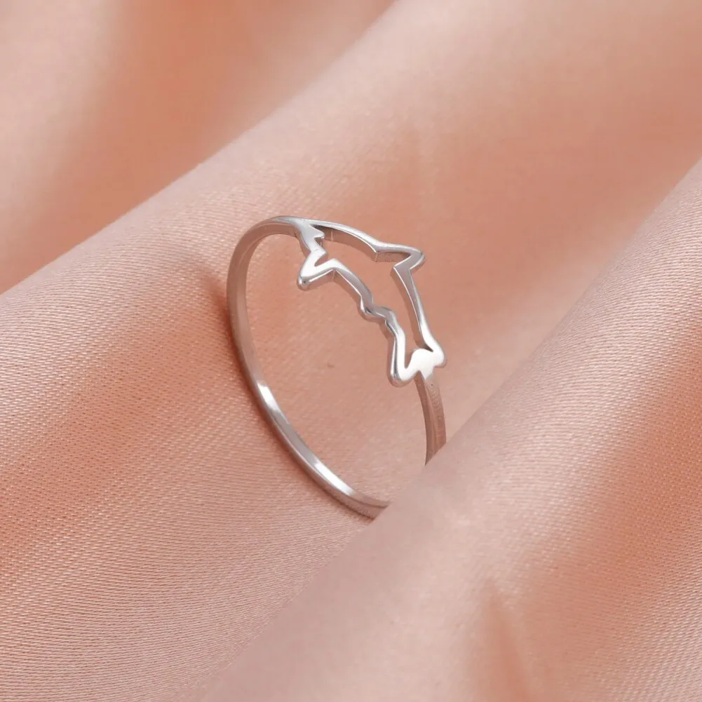 Unique Minimalist Shark Hallow Ring