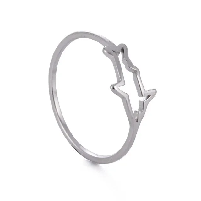 Unique Minimalist Shark Hallow Ring