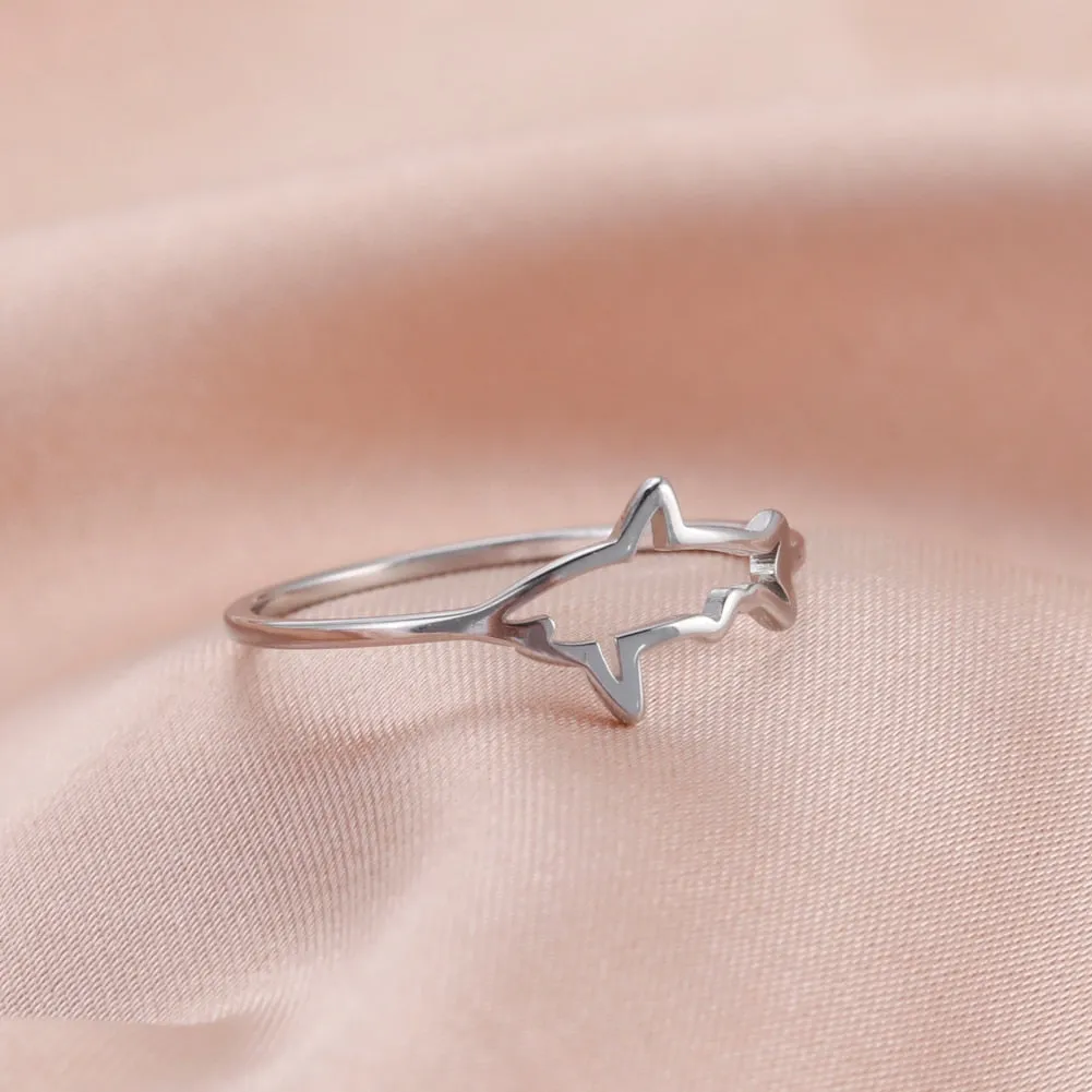 Unique Minimalist Shark Hallow Ring