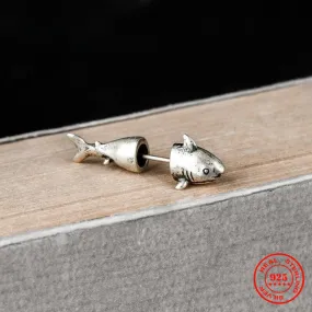 Unique Pure S925 Silver Shark Earrings (1pc/order)