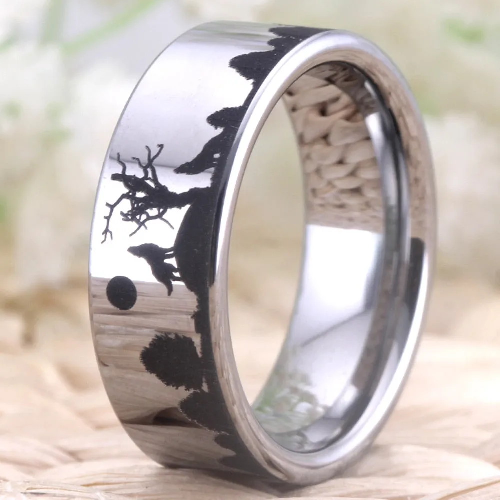 Unique Tungsten Handmade Wolf Ring