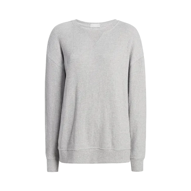 Waffle Crewneck Pullover | Heather Grey