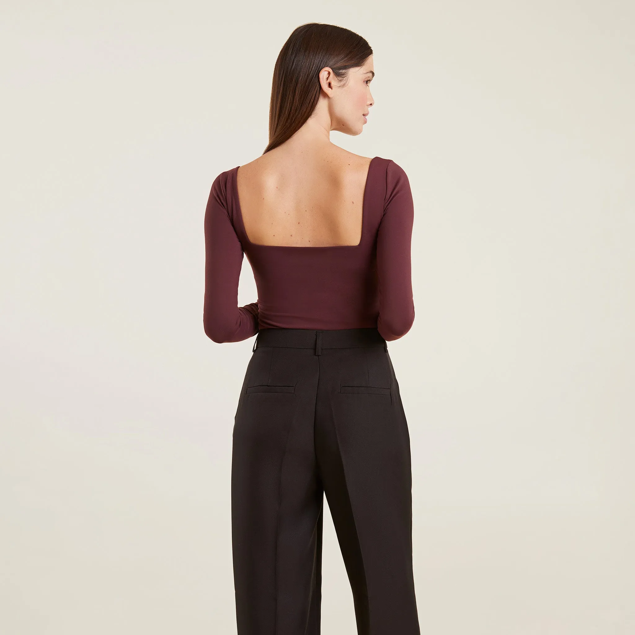 Wide Square Neck Bodysuit | Merlot